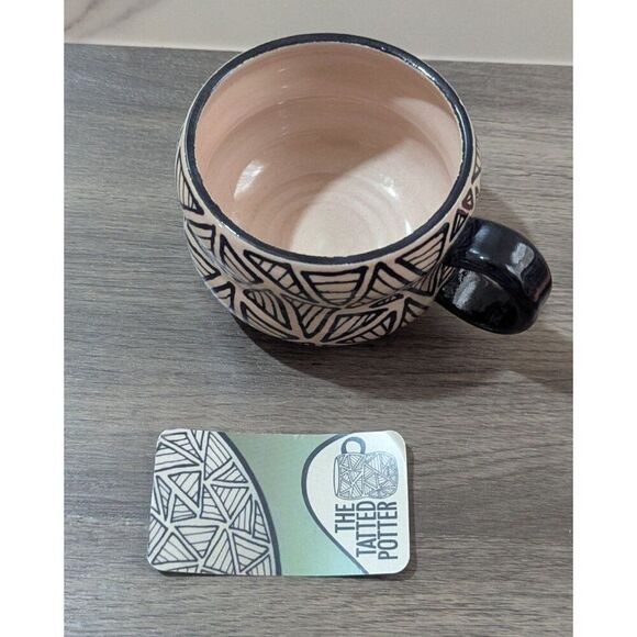 Handmade Ceramic Mug By The Tatted Potter With Geometric Design – 10 Oz coffee - Picture 6 of 11